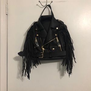 Moto Jacket Design Bike Vegan Leather Fringed bag